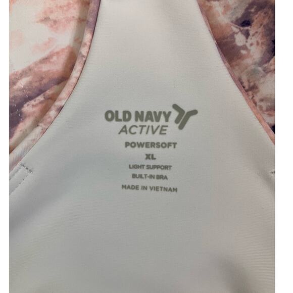 Old Navy Powersoft Marbled Pink Purple White Racerback Sports Bra XL - Picture 5 of 5